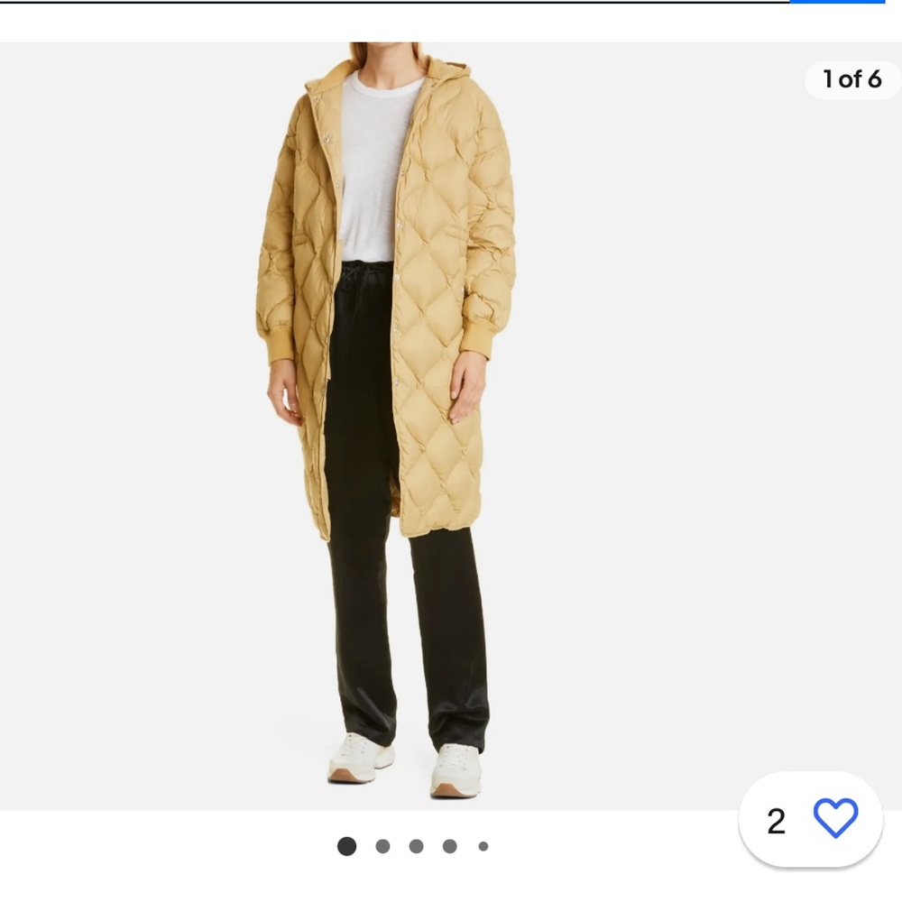 Rag & bone Women's Beige Rudy Long Quilted Puffer Coat Size s